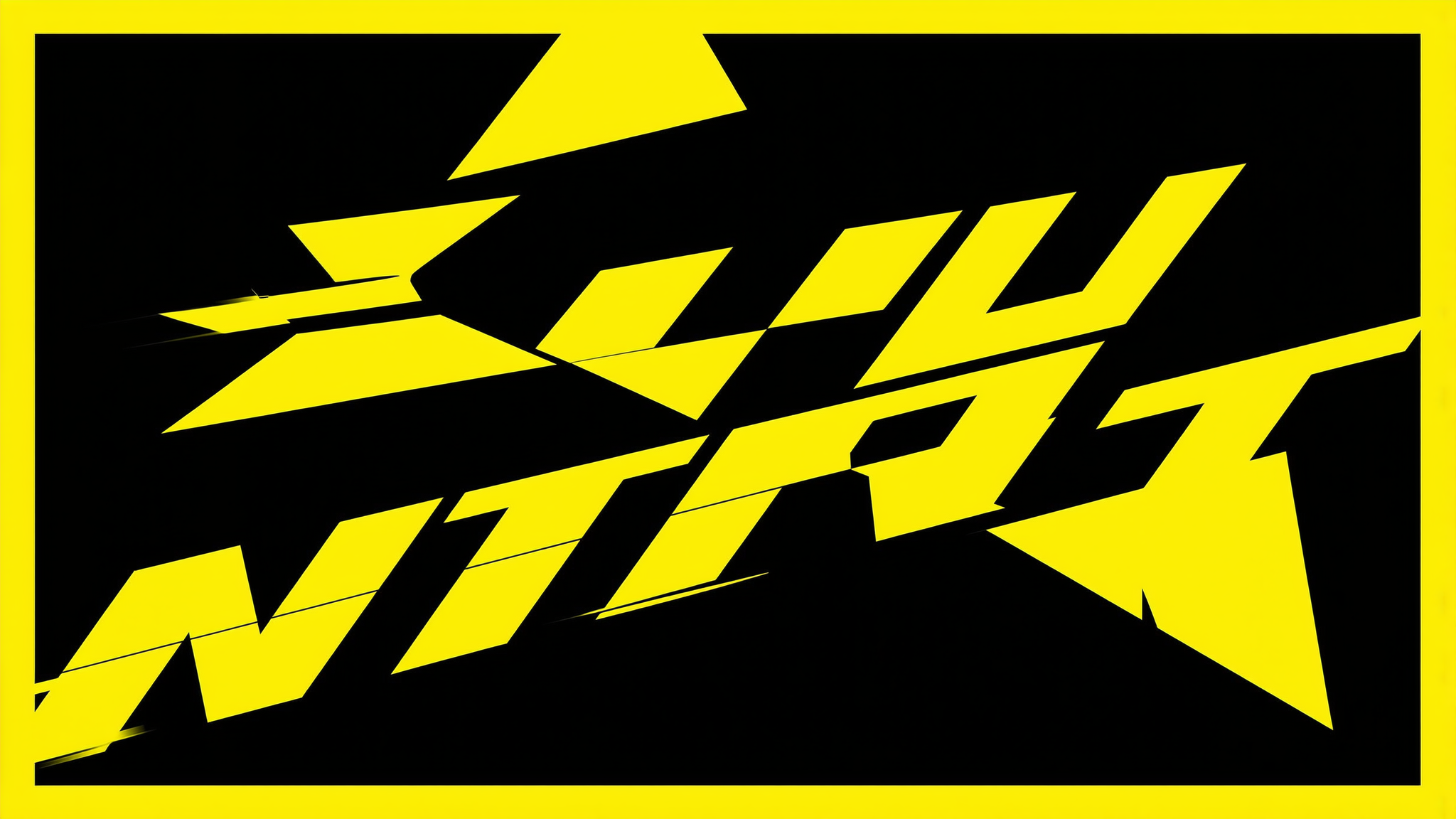 Black and yellow abstract geometric design with angular shapes suggesting speed and energy